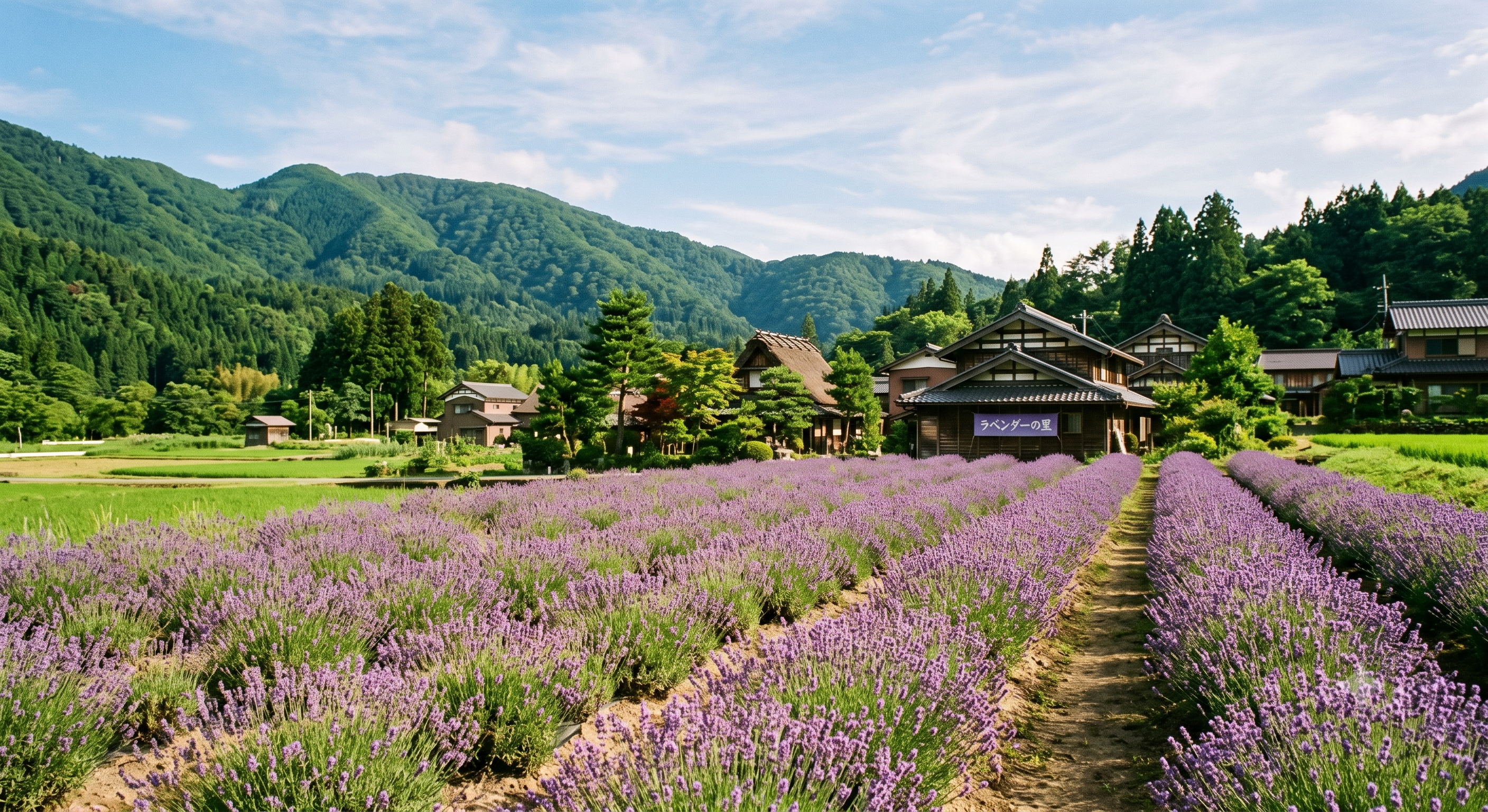 岩屋のラベンダー畑と集落